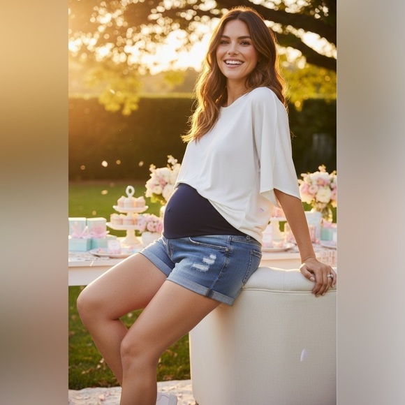 JOE’S Pants - NWT-JOE’S maternity 👶🏻 High-Waisted Denim Shorts with NAVY Waistband